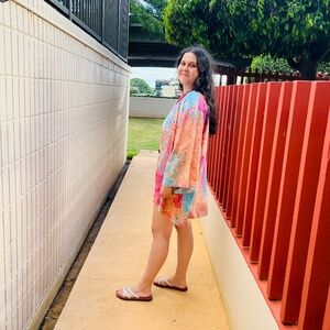 Rainbow Tie Dyed Kimono Robe For Women Dressing Gown